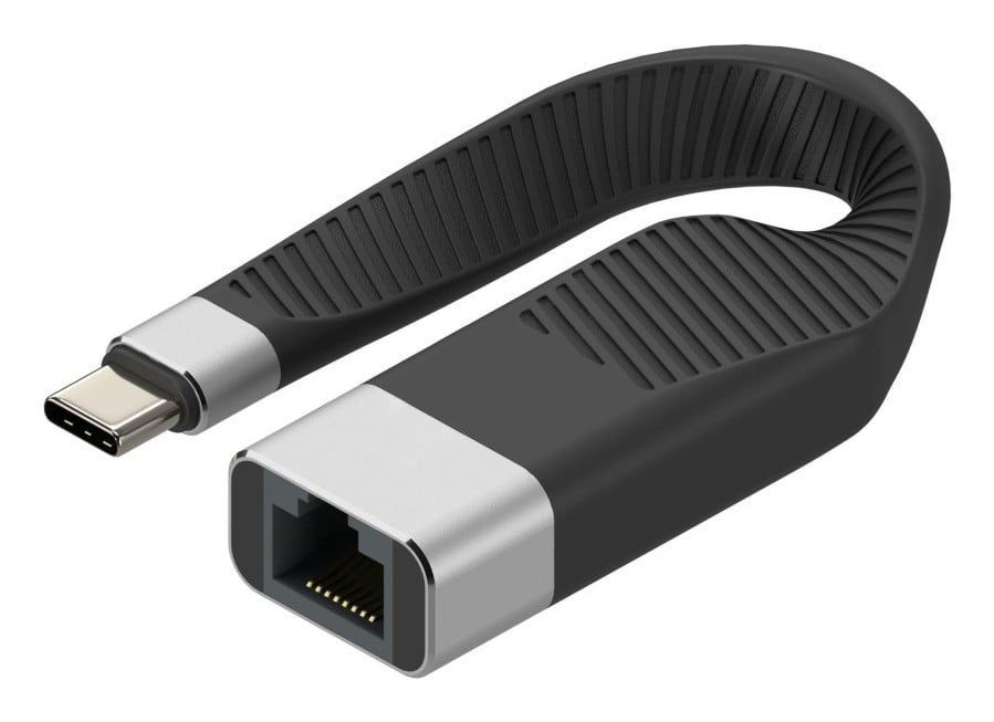 Techly ICOC USBC-RJ45 cabluri de rețea Negru 0,144 m