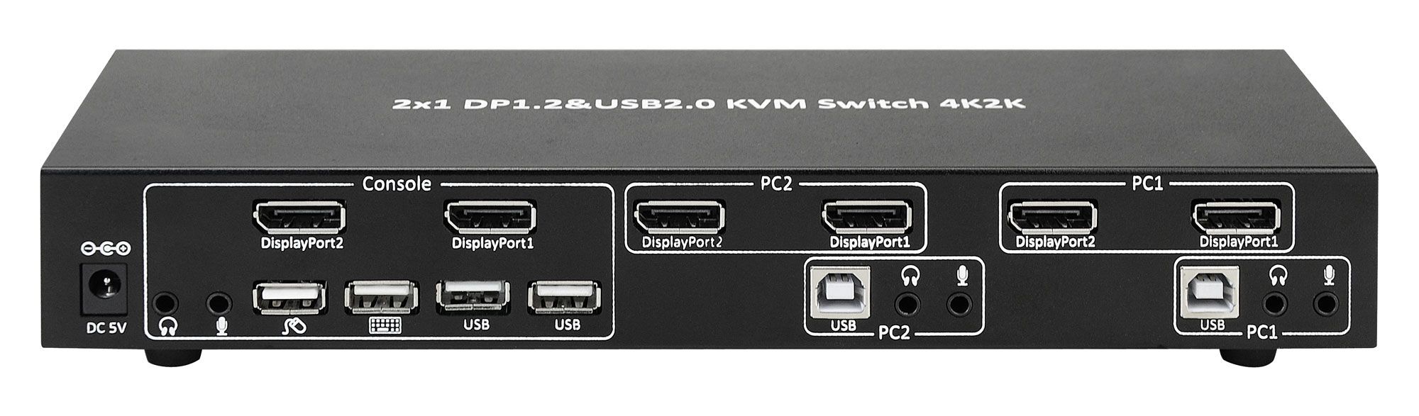 Techly IDATA DP-KVM2 switch-uri pentru tastatură, mouse și monitor (KVM) Negru