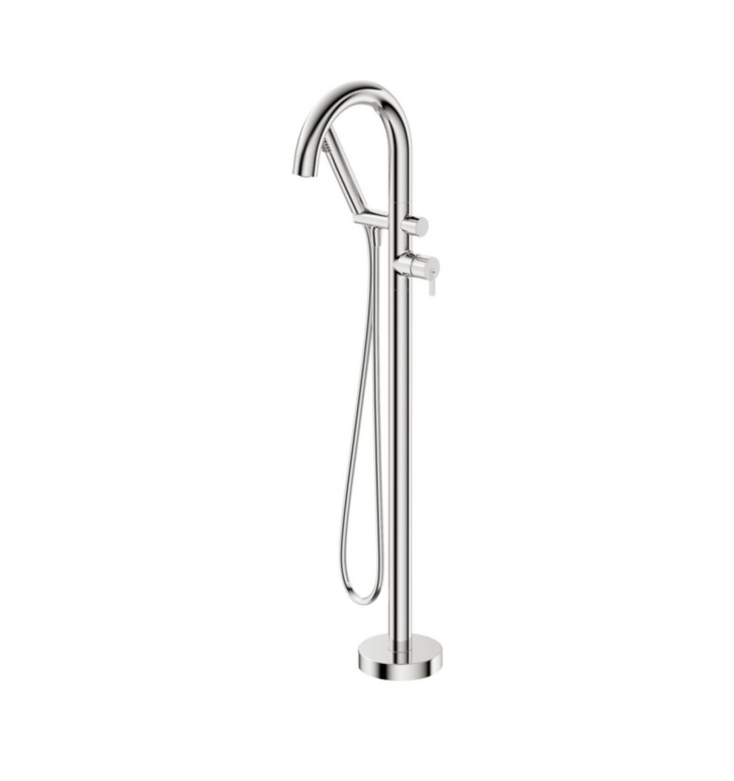 Freestanding bath faucet with shower set