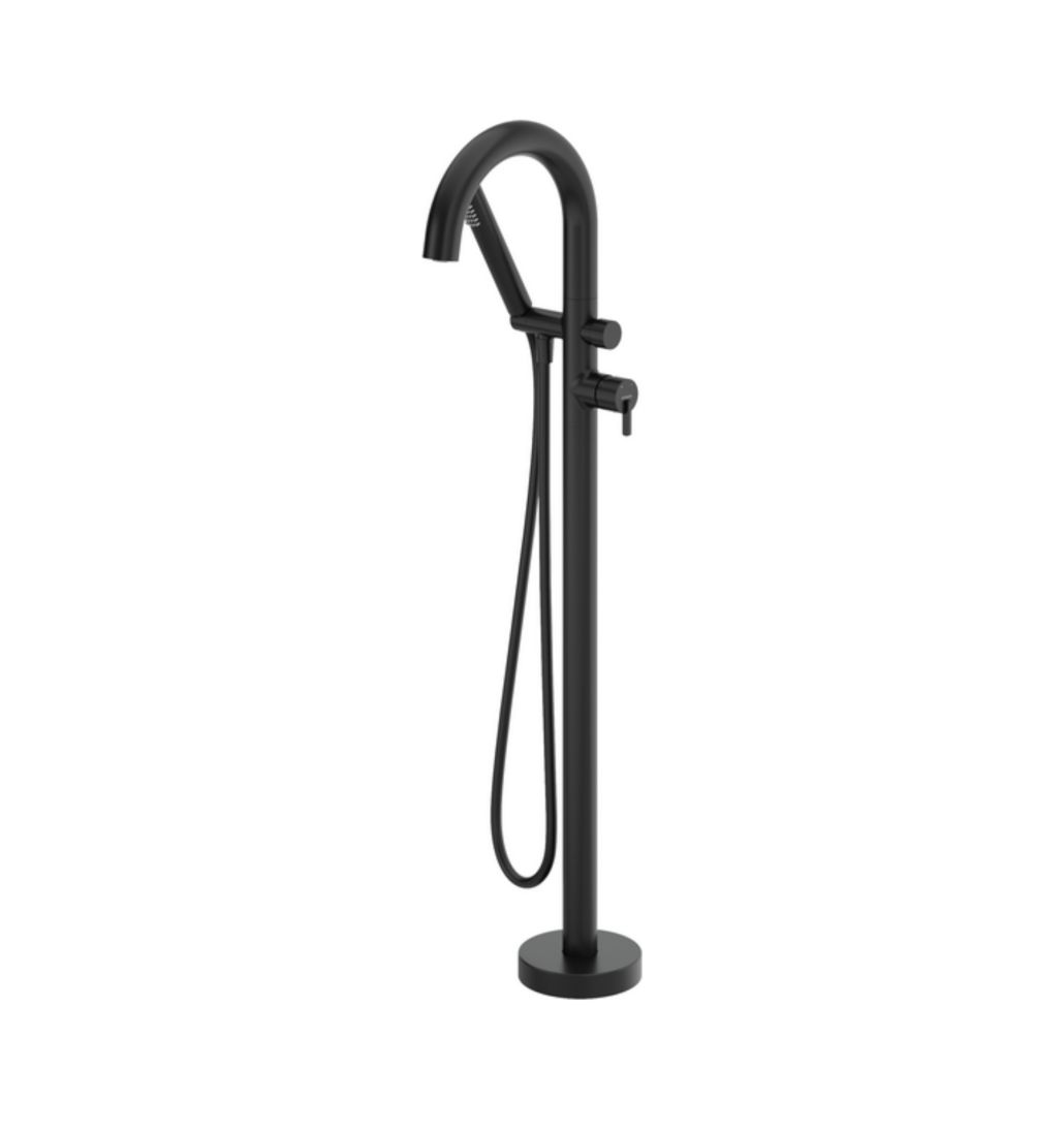 Freestanding bath faucet with shower set