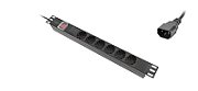 Lanberg Power Distribution Unit (PDU) 19  1U 10A 2m 6x Schuko Outlets Black C14