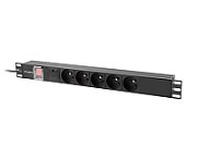 Lanberg Power Distribution Unit (PDU) 19  1U 10A 2m 6x Schuko Outlets Black C14
