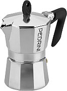 Pedrini Coffee Maker polished Aluminum 3 Cups silver black (9083-3) (90833)