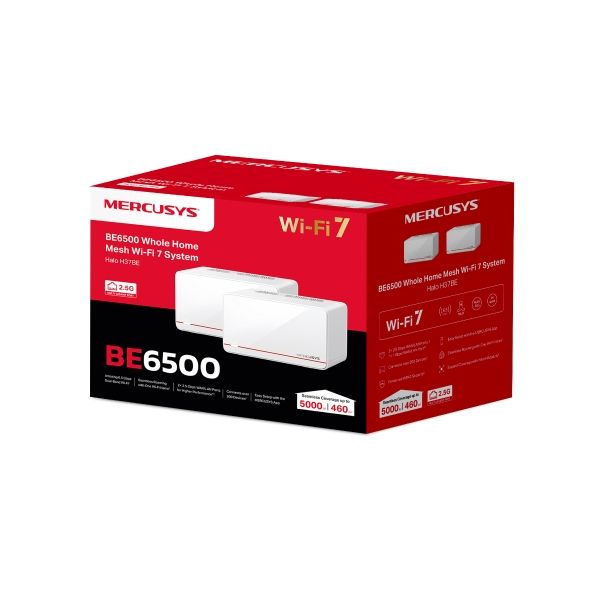 Mercusys BE6500 Whole Home Mesh Wi-Fi, standarde wireless 5 GHz: IEEE 802.11a/n/ac/ax/be mixed, 2.4 GHz: IEEE 802.11b/g/n/ax/be, protocol mesh 802.11k/v/r, interfata 2× 2.5 Gbps Ports (WAN/LAN auto-sensing)1× 1 Gbps Port (WAN/LAN auto-sensing)