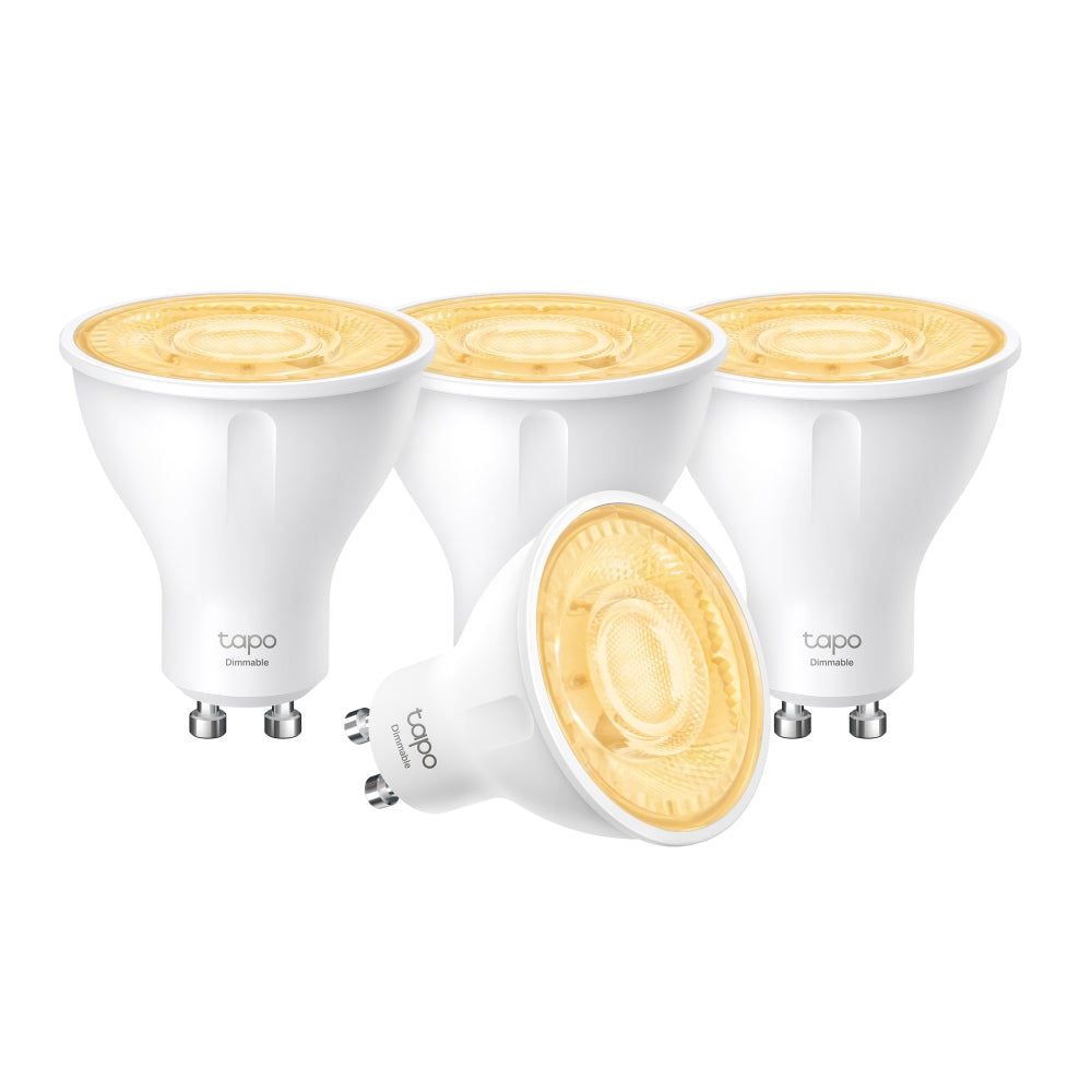 Smart Wi-Fi Spotlight, Dimmable, 4-Pack SPEC: 2.4 GHz, IEEE 802.11b/g/n, GU10 Base, 220–240 V, 50/60 Hz, 350 lm, 2.9 W, 2,700 K, Beam Angle 40° , 3 kWh / 1000h, lifetime up to 15,000 hrs, Energy Efficiency Class D. FEATURE: Dimmable, No Hub Required, Voice Control (works with Amazon Alexa and Google
