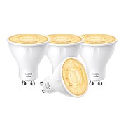 Smart Wi-Fi Spotlight, Dimmable, 4-Pack SPEC: 2.4 GHz, IEEE 802.11b/g/n, GU10 Base, 220–240 V, 50/60 Hz, 350 lm, 2.9 W, 2,700 K, Beam Angle 40° , 3 kWh / 1000h, lifetime up to 15,000 hrs, Energy Efficiency Class D. FEATURE: Dimmable, No Hub Required, Voice Control (works with Amazon Alexa and Google
