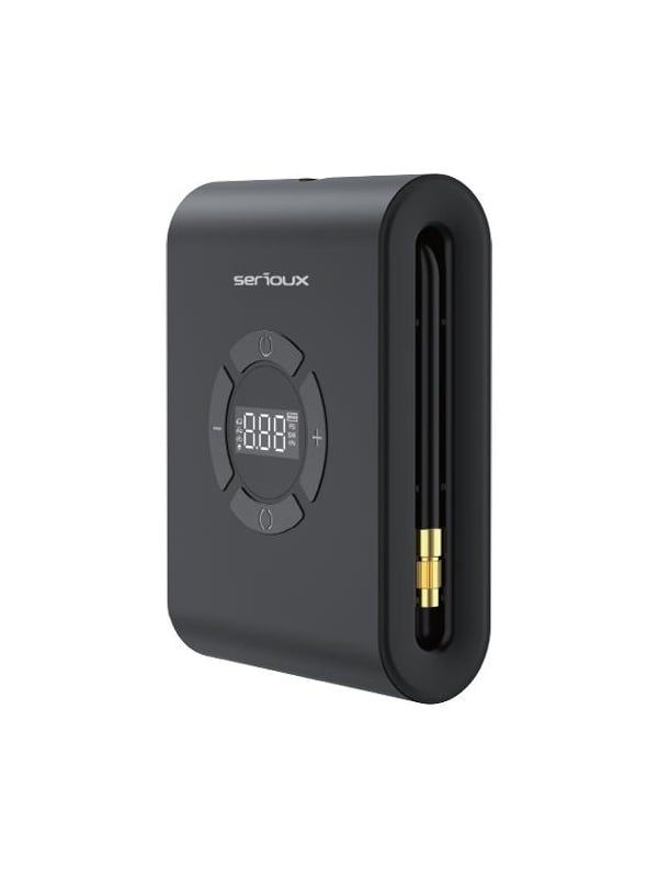 Starter auto cu compresor de aer Serioux, interval de presiune reglabil 3~150PSI/0,2~9,9BAR/20~990KPA, temperatura de functionare incărcare: 0° C~45°C, Descărcare: -20°C~60°C, temeperatura de depozitare 10 °C~50 °C, lungimea tubului de umflare 115 mm (inclusiv duza de umflare), capacitate acumulator