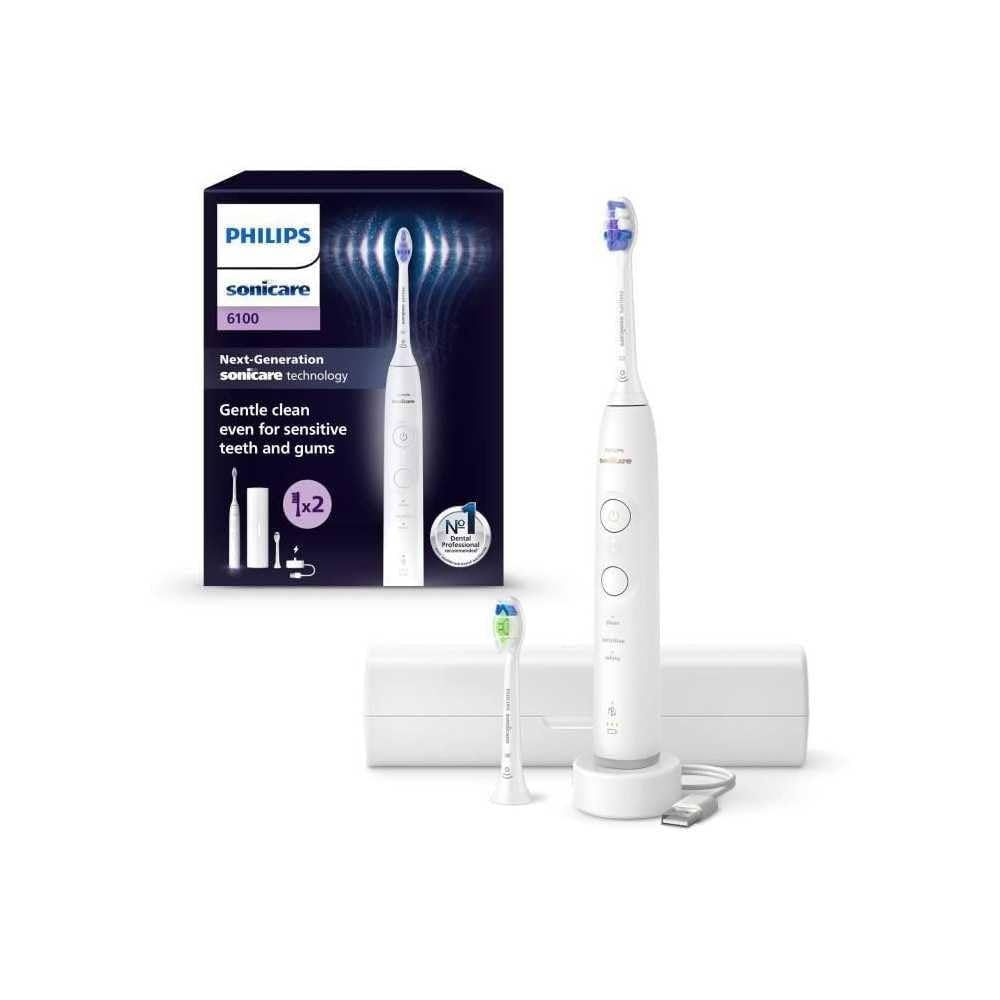 Periuta de dinti electrica Philips Sonicare HX7410/02, 62.000 miscari/minut, autonomie 21 zile, 3 mod de periere,3 intensitati, senzor presiune luminos, functia BrushSync, capat de periere Optimal White, capat de periere Senstive, toc transport, alb