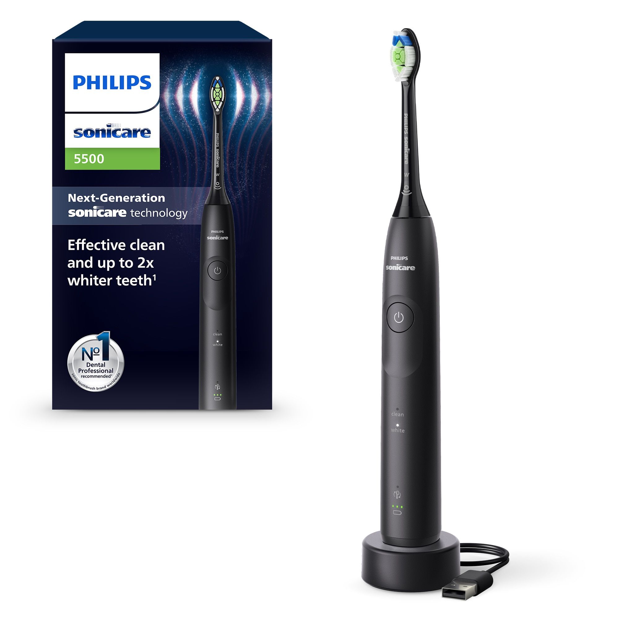 Periuta de dinti electrica Philips Sonicare HX7111/01, 62.000 miscari/minut, autonomie 21 zile, 2 moduri periere, senzor presiune integrat, functia BrushSync, capat de periere Otimal White, negru