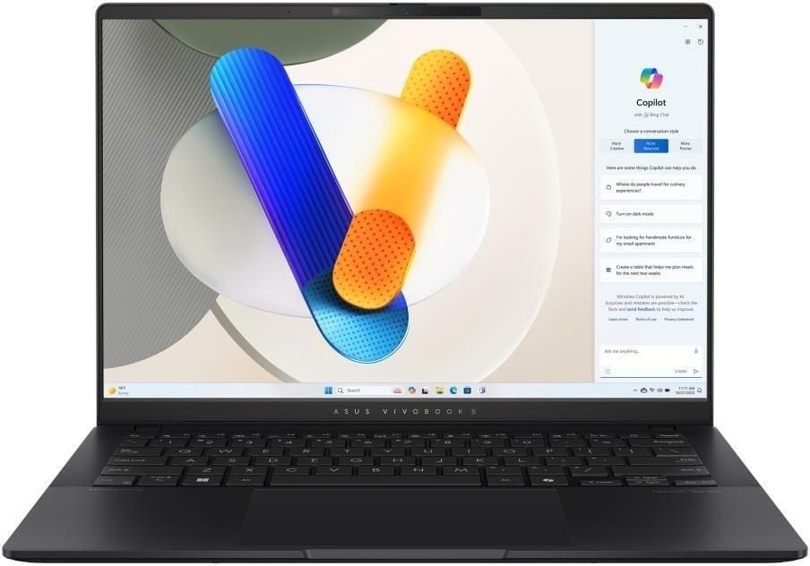 Laptop Asus Vivobook S 14 90NB15R3-M00690, 14 inch 2880 x 1800, Intel 226V (8 C / 8 T, 2.2 GHz - 4.5 GHz, 8 MB cache, 12 W), 16 GB LPDDR5X, 512 GB SSD, Intel Graphics, Windows 11 Home