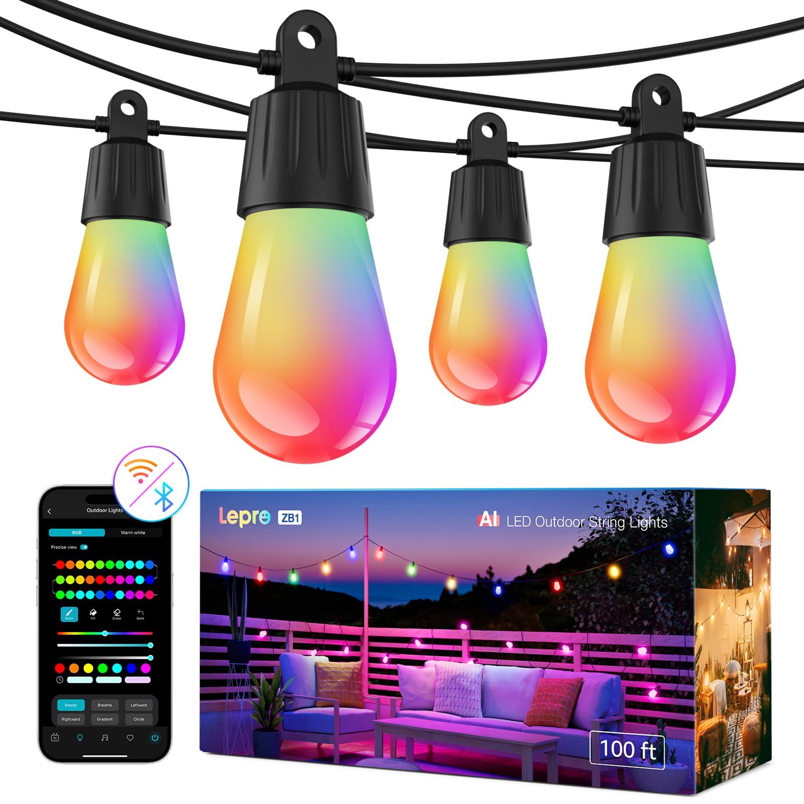 Smart outdoor lights 30M ZB1 AI  multicolor