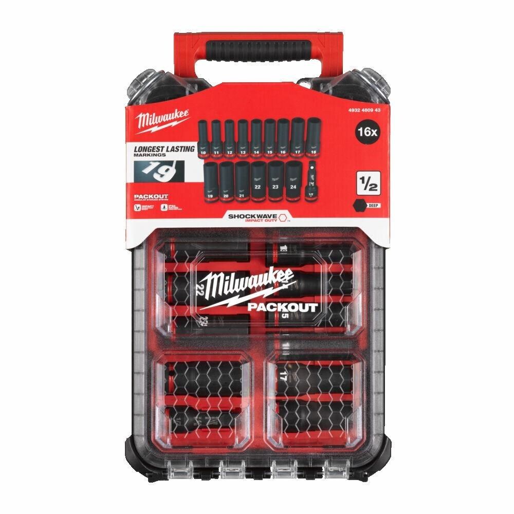 MILWAUKEE IMPACT SOCKET SET 1/2  16pcs PACKOUT