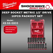 MILWAUKEE IMPACT SOCKET SET 1/2  16pcs PACKOUT