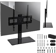Maclean MC-450 Universal TV Stand for TV Cabinet max. 40kg  max. VESA 400x400 32-65  Tempered Glass Base 3-Level Height Adjustment