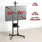 Maclean TV stand / cart  camera shelf  on wheels  37-70   max load 45kg/5kg shelf  max. VESA 600x400  MC-113 B