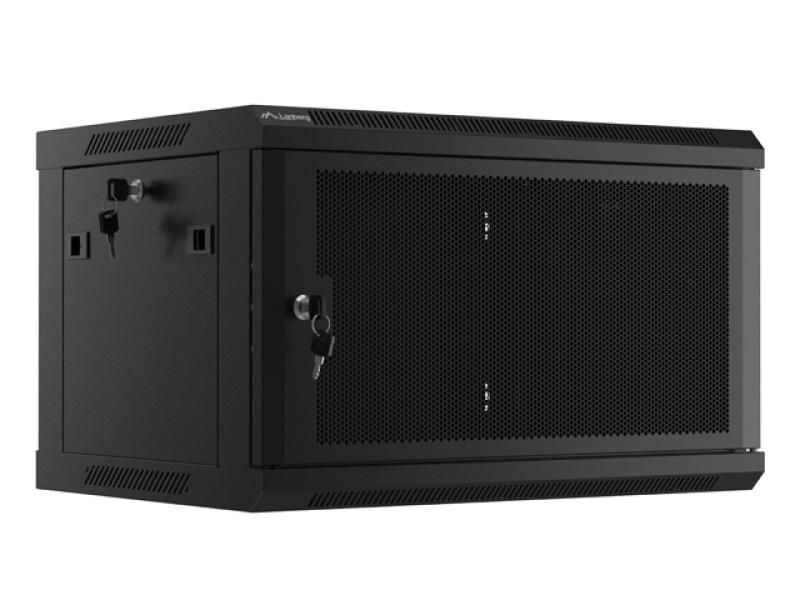 LANBERG Wall mount cabinet 19inch 6U 600x450 mesh door black flat pack