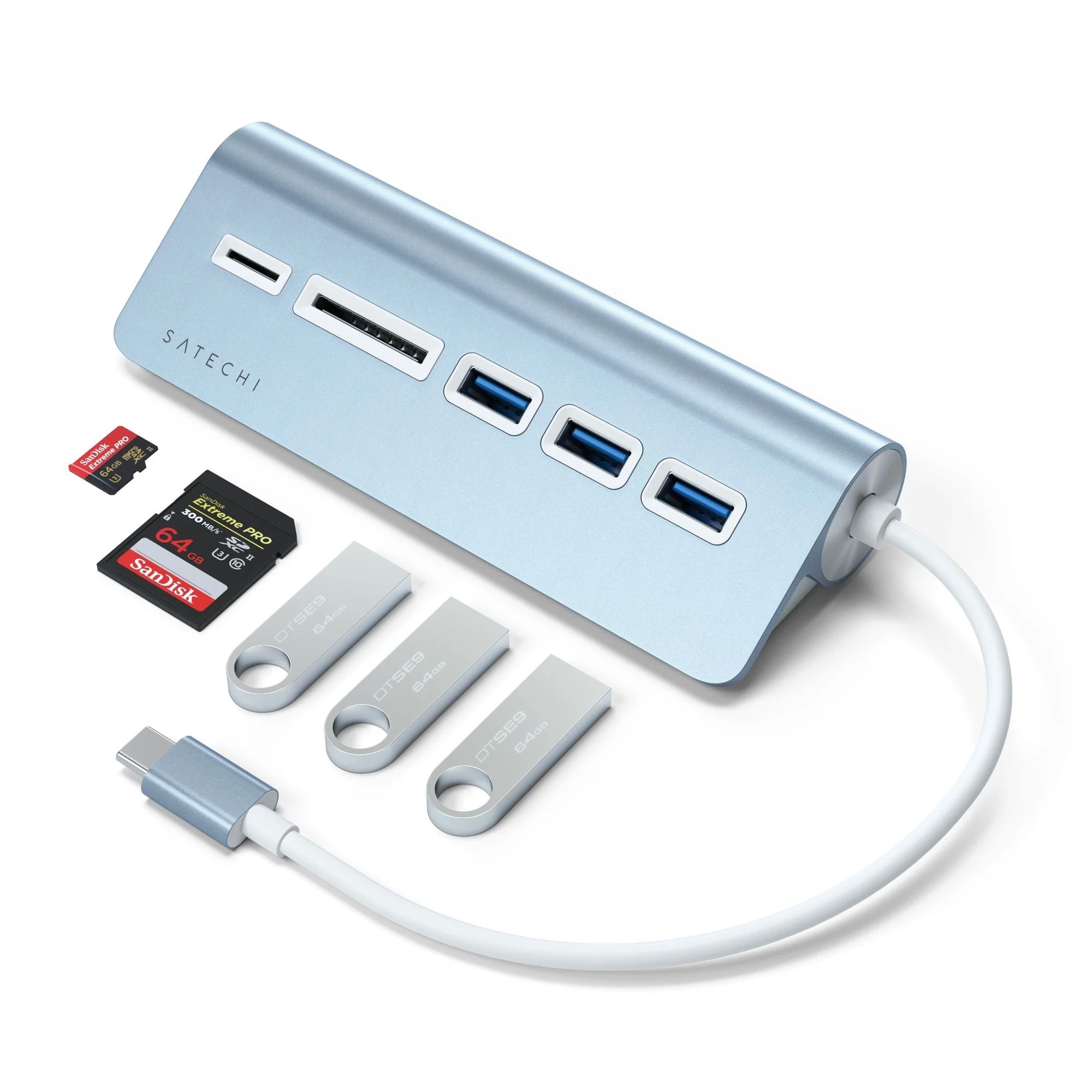 Satechi Aluminium Type-C USB Hub (3x USB 3.0,MicroSD) - Space Grey