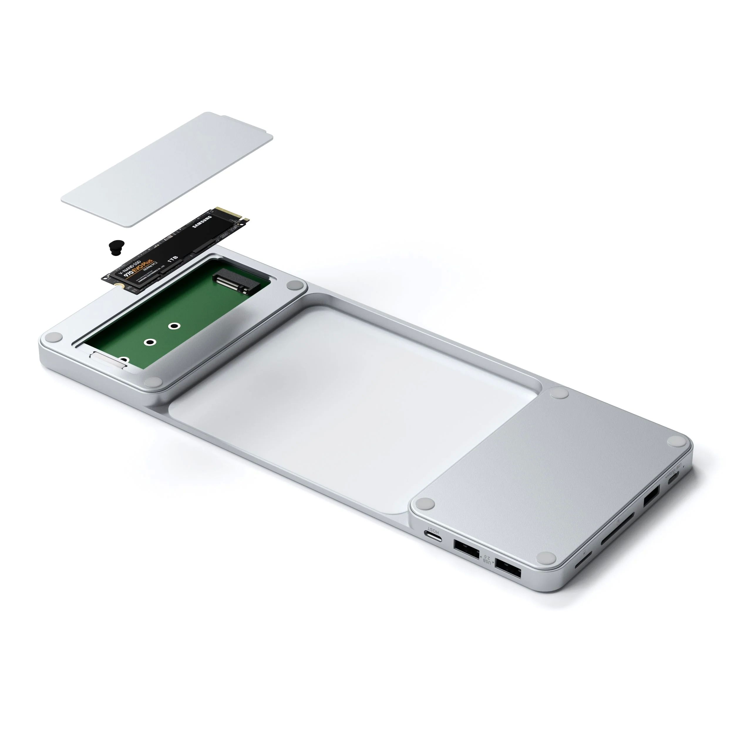 Satechi USB-C Slim Dock 24  IMAC (1xType-C Upstream Port,2x USB 2.0,1xMicro SD,1xSD Card,1xUSB-A,1x M.2 SSD slot, 1xUSB-C) colour match cable inc. - Blue