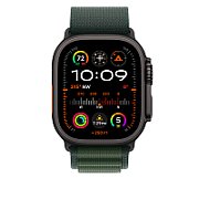 Apple Watch 49mm Loop:  Dark Green Alpine Loop - Small - Black Titanium Finish