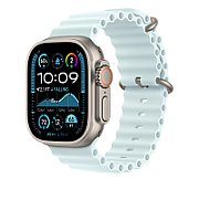 Apple Watch 49mm Band:  Ice Blue Ocean Band Extension - Natural Titanium Finish