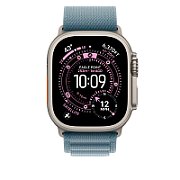 Apple Watch 49mm Loop:  Light Blue Alpine Loop - Small - Natural Titanium Finish