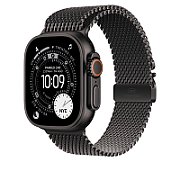 Apple Watch 49mm Loop:  Black Titanium Milanese Loop - Medium