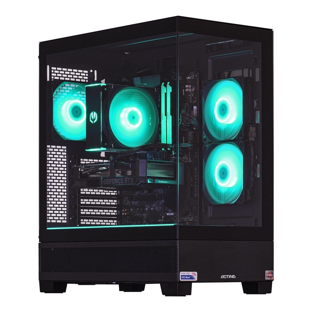 Desktop PC Actina Midi Tower, AMD Ryzen 5 7600 (6 C / 12 T, 3.8 GHz - 5.1 GHz), 32 GB RAM, 1 TB SSD, AMD RX 9070 16 GB, Fara sistem de operare