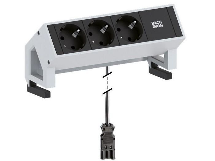 Desk socket outlet 3-way  color: Inox