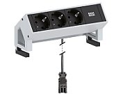 Desk socket outlet 3-way  color: Inox