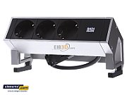 Desk socket outlet 3-way  color: Inox