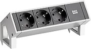 Desk socket outlet 3-way  color: Inox