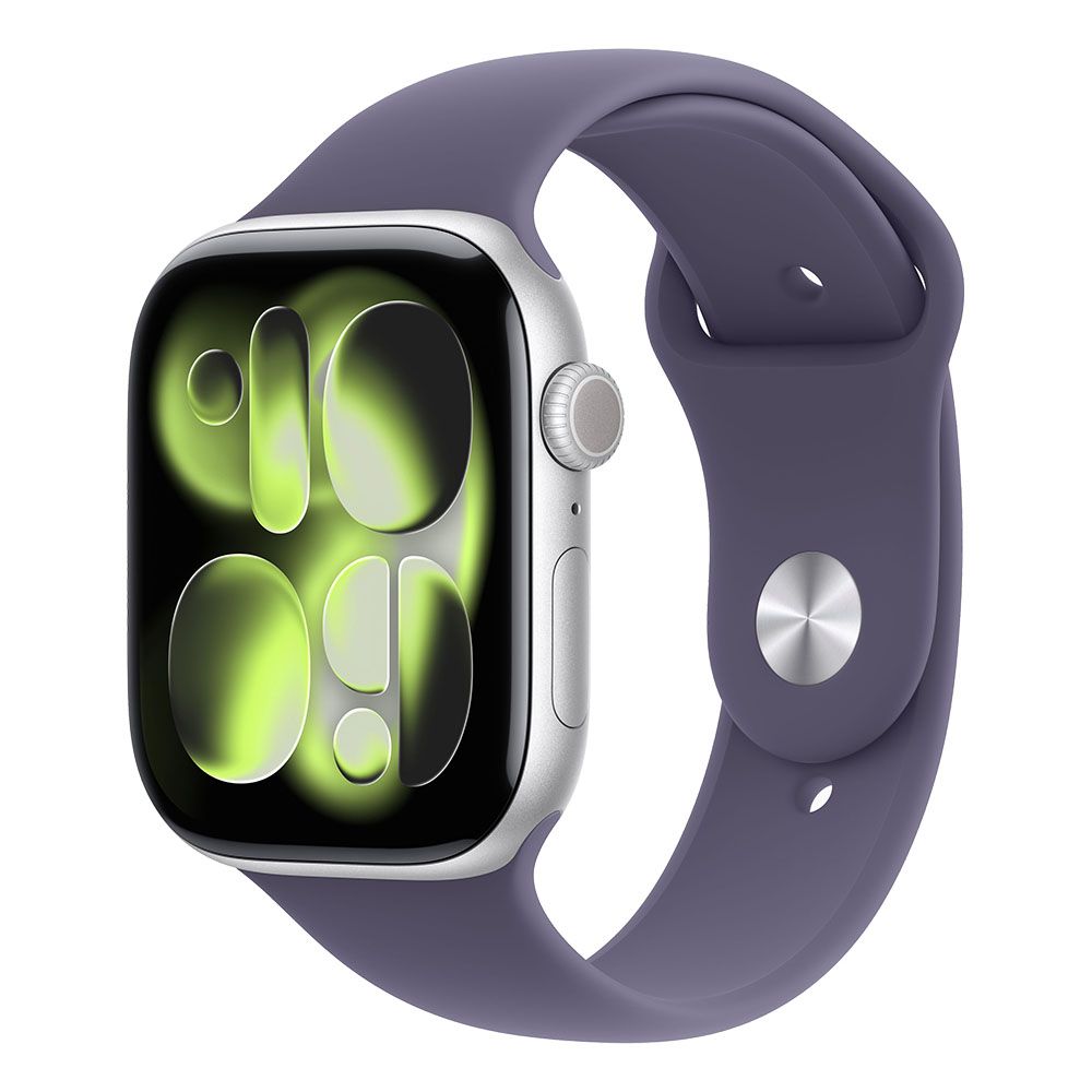 Apple Watch Series 11 GPS 46mm Silver Aluminium Case with Purple Fog Sport Band - S/M