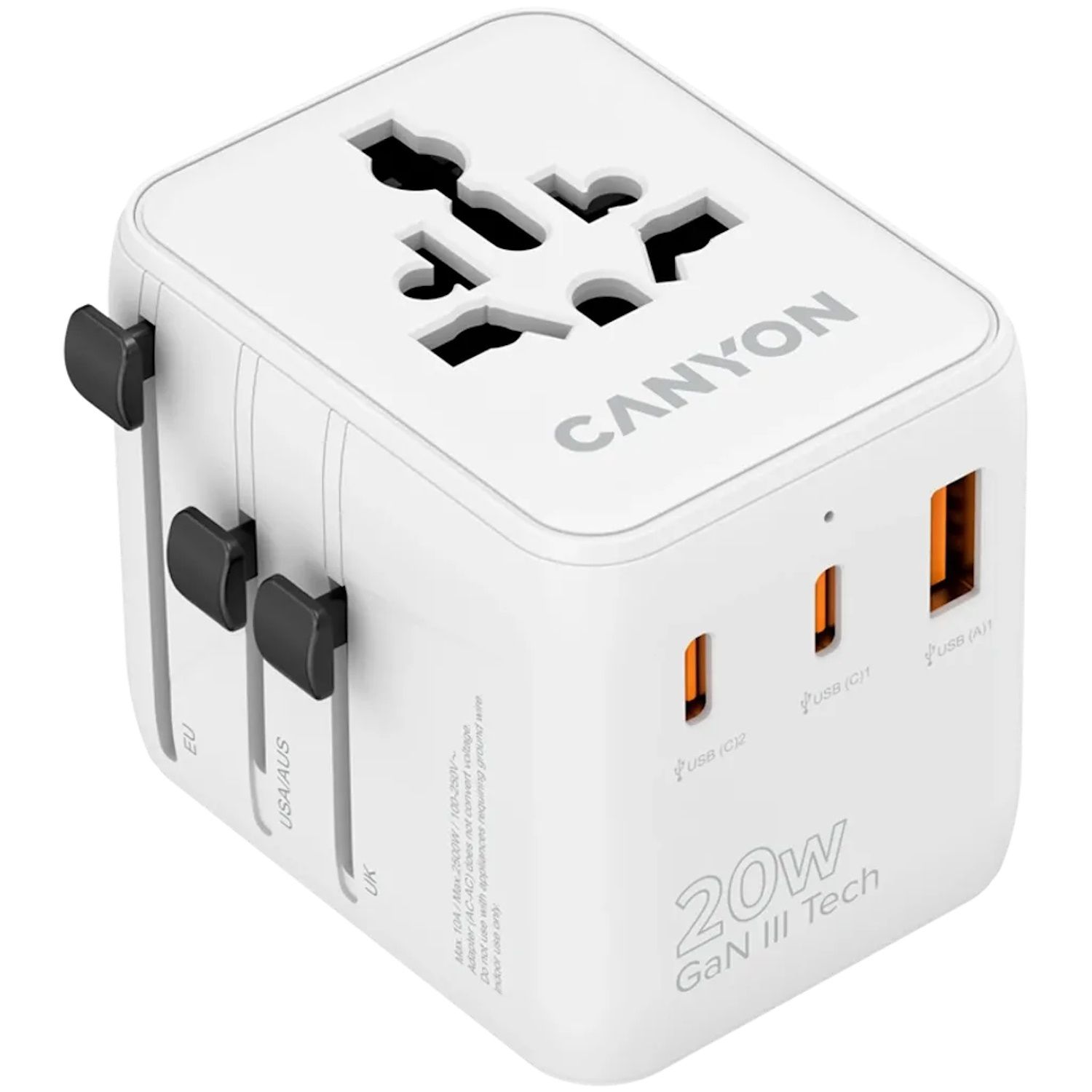 CANYON Travel Adapter OnTour 20 EU/UK/US/AUS 20W  White
