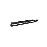 Patch panel 19'', 1U, 24 porturi neechipat, pentru conectori Keystone, cu bare de gestionare a cablurilor - Molex