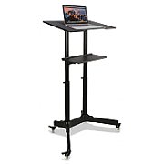 Statie de lucru pentru laptop, raft suplimentar, mobil pe roti, TECHLY, negru, ICA-TB TPM-1BK