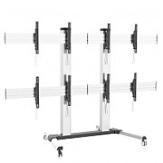 Stand TV mobil pe roti, Video Wall, suporta 4 televizoare, 32-55 inch, Argintiu, Techly