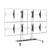 Stand TV mobil pe roti, Video Wall, suporta 4 televizoare, 32-55 inch, Argintiu, Techly