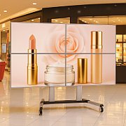 Stand TV mobil pe roti, Video Wall, suporta 4 televizoare, 32-55 inch, Argintiu, Techly