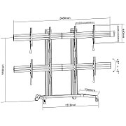 Stand TV mobil pe roti, Video Wall, suporta 4 televizoare, 32-55 inch, Argintiu, Techly