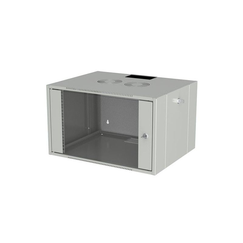 Rack 19'' 18U 580x450, de perete, dezasamblat, usa fata sticla, laterale detasabile, 60kg, seria D-WALL META, DECKRO