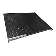 Raft fix cu prindere reglabila 19'' 1U, 340-380mm, universal, fixare fata si spate, pentru rack cu adancime 600mm, sarcina 50kg, negru, DECKRO