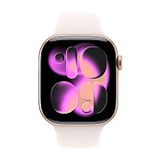 Apple Watch Series 11 GPS 46 mm Carcasă din aluminiu auriu roz cu brățară sport de culoare roz deschis - S/M