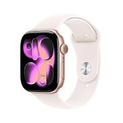 Apple Watch Series 11 GPS 46 mm Carcasă din aluminiu auriu roz cu brățară sport de culoare roz deschis - S/M