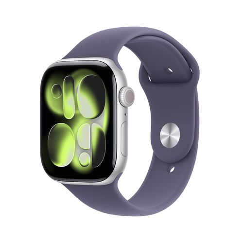 Apple Watch Series 11 GPS + Cellular 46mm Carcasă din aluminiu argintie cu brățară sport Purple Fog - M/L