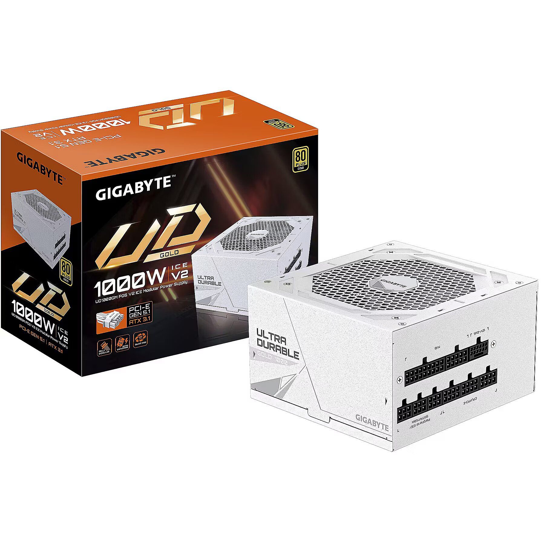 GIGABYTE UD1000GM PG5 V2 Power Supply Unit- PCIe Gen 5.1  80 PLUS Gold  Fully Modular Design  120mm Fan  ATX 3.1 compatible  EU Plug