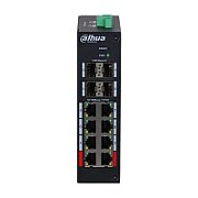 Dahua PoE Hardened Managed Desktop Layer 2 Switch, 12 Ports, 8x100M RJ-45 (PoE max 135W), 4xGbit SFP 1000 (Uplink)