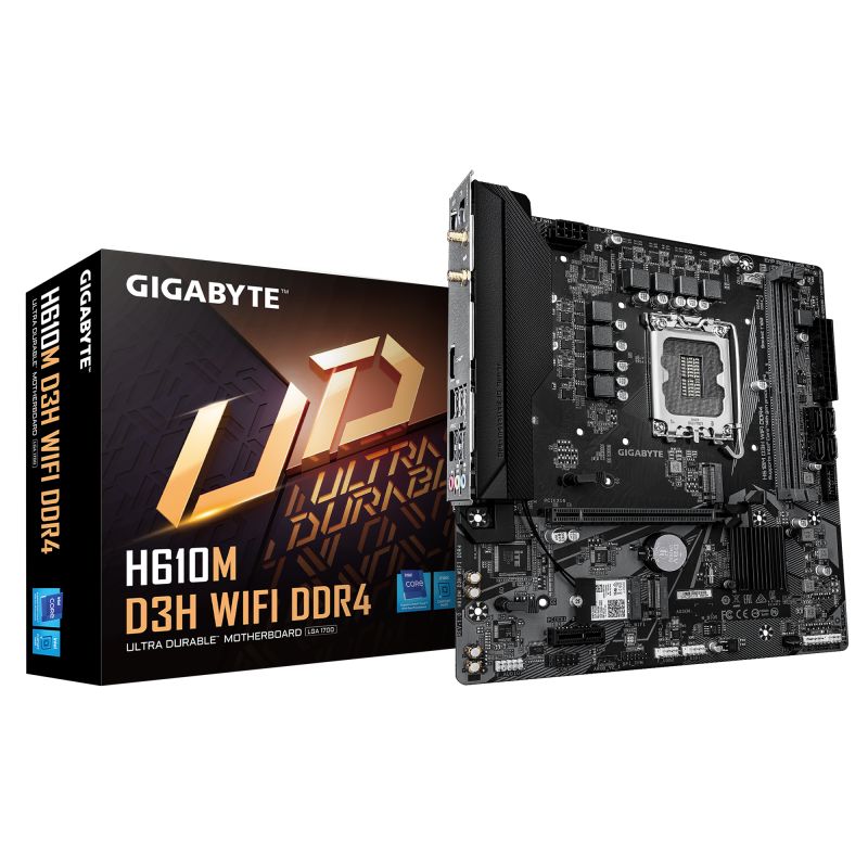 Placa de Baza GIGABYTE H610M D3H DDR4 LGA1700, 2x DDR4, 1x DP 1x HDMI, 1x PCIE 4.0 x16 1x PCIE 3.0 x1 2x M.2, 4x SATA 6GB/s, mATX