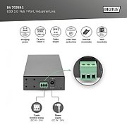 Industrial 7-port USB 3.0 hub  DIN rail