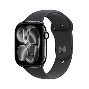 Apple Watch Series 11 GPS + Cellular 46mm Carcasă din aluminiu negru cu bandă sport neagră - S/M