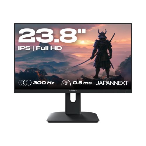 JAPANNEXT Monitor 23.8  IPS Full HD 200Hz 0.5ms, Adjustable Height and Tilt, Integrated Speakers, G-Sync/FreeSync
